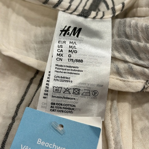 NEW H&M Cotton Wrapover Sarong | Cream & Black Striped | M/L - Picture 9 of 13